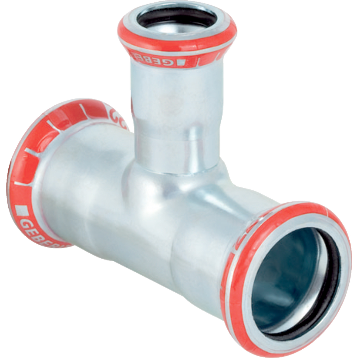 Geberit Mapress C-Stahl T-Stück reduziert d18-22-18 verzinkt für Druckluft Rohrleitung und Pneumatik Leitung