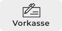 Vorkasse schwarzer schriftzug mit  stift und Rechnungssymbol