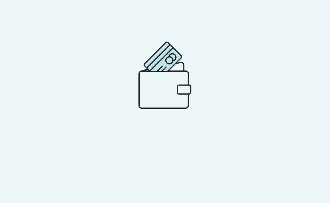 Symbol für Zahlungsarten, brieftasche auf blauem hintergrund